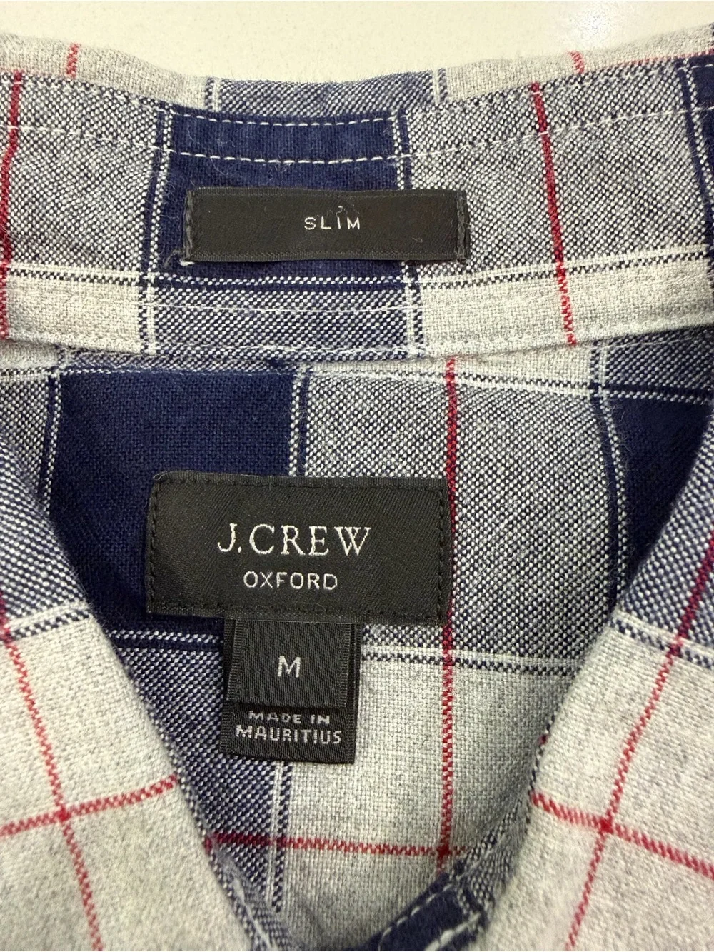 J. Crew Men’s Navy, White & Red Plaid Button-Down Shirt